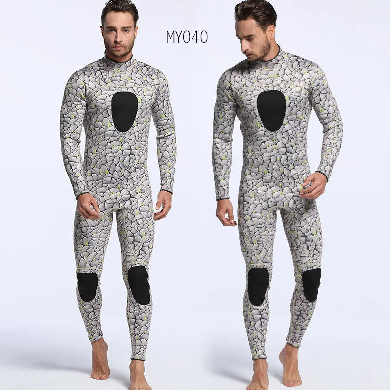 3mm neoprene camouflage diving wetsuit for men for cold water swimming and wading