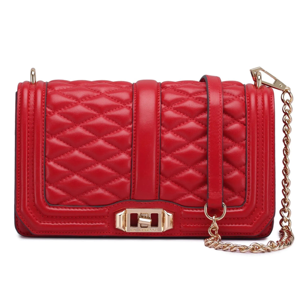 Women's shoulder chain bag in first layer cowhide with plaid pattern and chain strap, square shape
