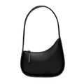 Genuine leather women's half moon shoulder bag with wide strap and soft handle