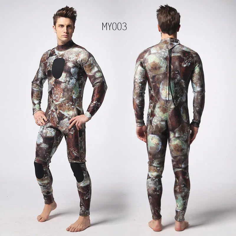 3mm neoprene camouflage diving wetsuit for men for cold water swimming and wading