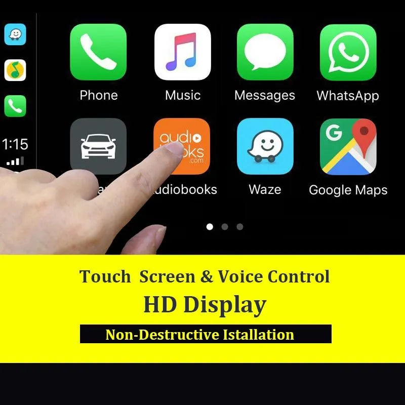 Black Wireless CarPlay USB dongle for Android car stereos with mirror display function