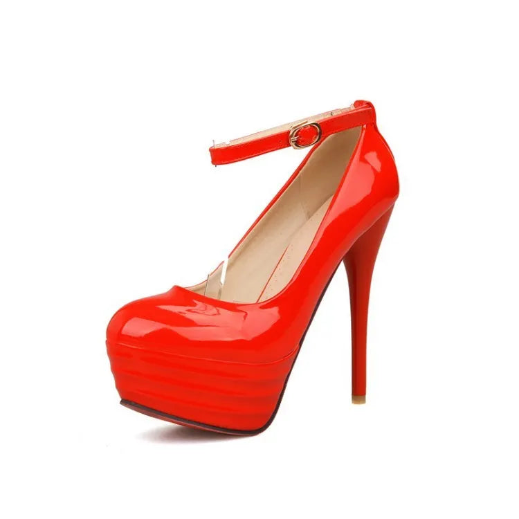 Women's dance high heels stiletto heel round toe shallow mouth artificial PU plain colour
