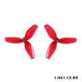 Set of four 1.4-inch three-blade PC propeller accessories in clear, gray, purple, and red colours