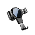 Black S4 gravity mirror car phone bracket mounted on air conditioning vent holding smartphone
