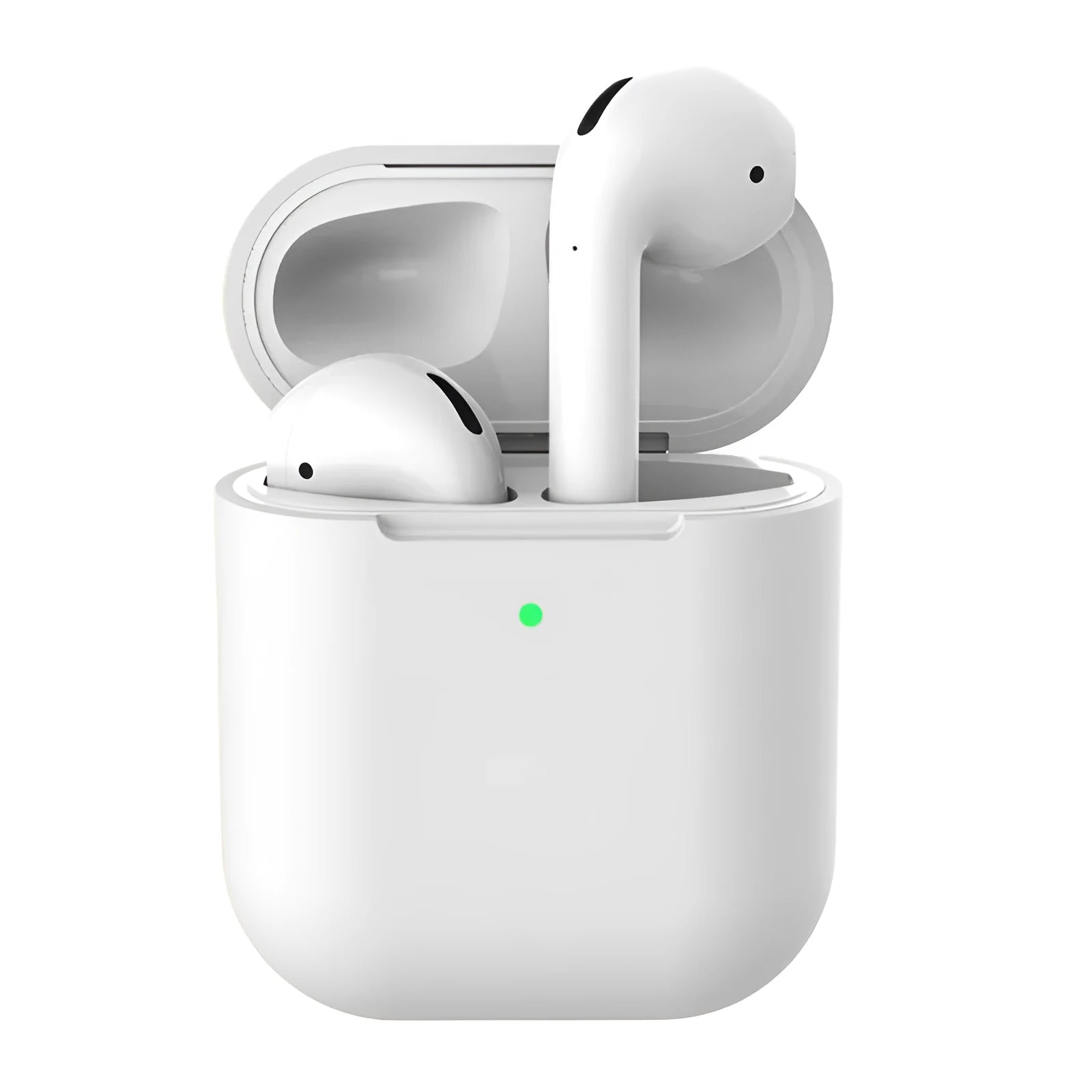 Silicone clamshell protector case for AirPods 2 wireless earphones shown in multiple colour options.