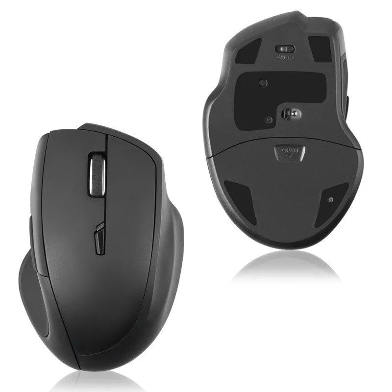 Black wireless optical mouse with seven buttons and intelligent voice control features