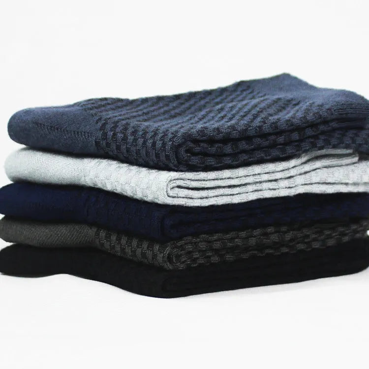Men's bamboo fibre business socks with a small square pattern in grey blue colour