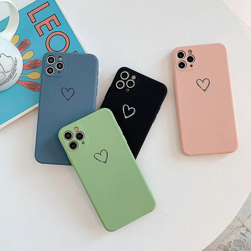 Silicone TPU back cover phone case for Apple iPhone in black, green, grey, light green, pink, purple, red, and white colour options.