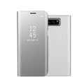 Samsung Galaxy Note20 phone case with a reflective mirror finish and a folded-out bracket stand.