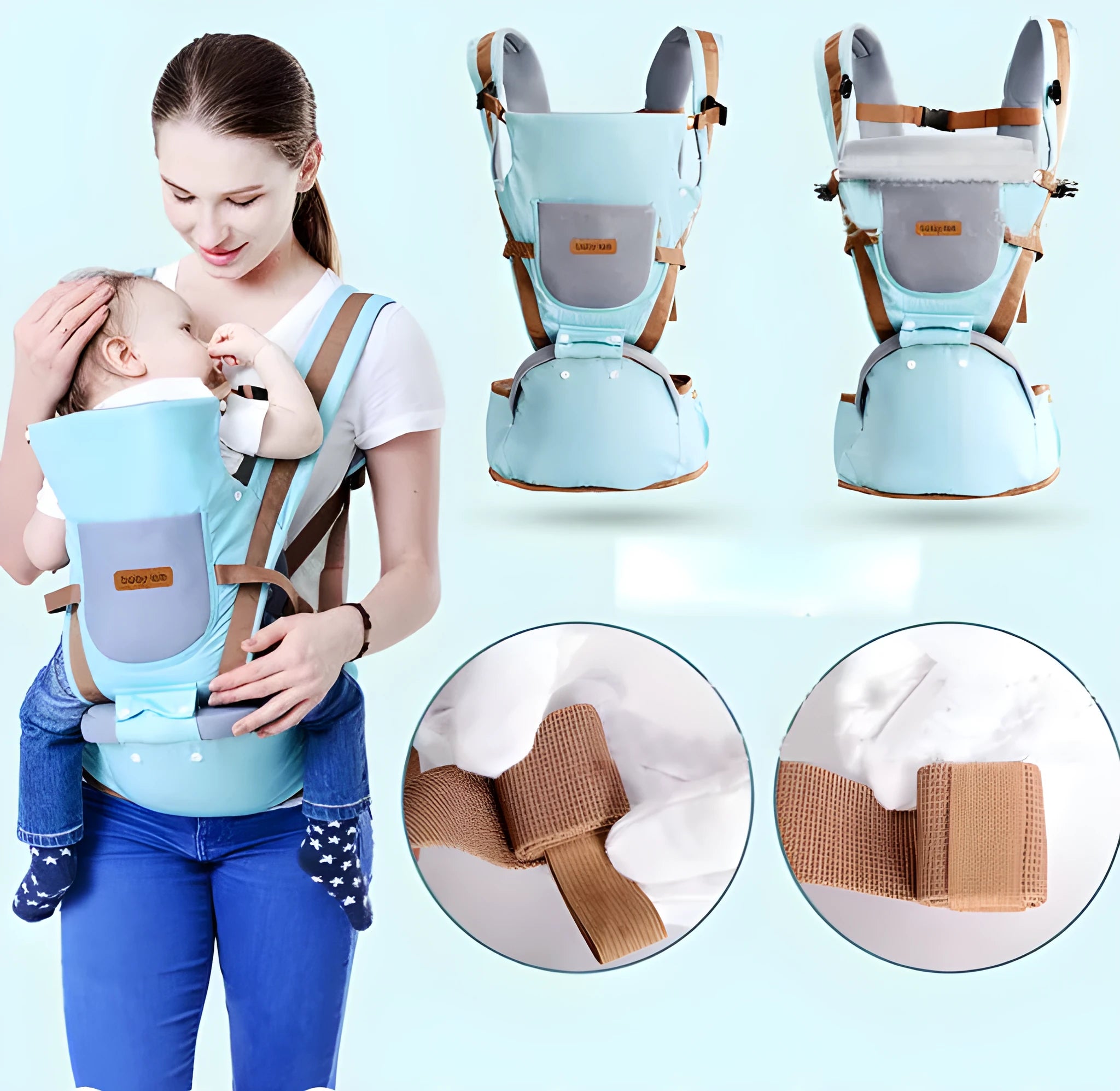 Baby carrier waist stool in pink for toddlers 3 to 36 months, compact 25x25x18cm