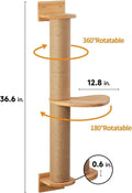 Wooden wall-mounted cat climbing frame with sisal rope scratching posts and khaki fabric panels