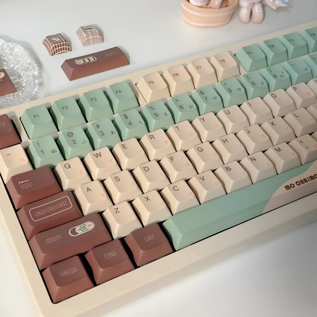 Craft Key CAP Matcha Theme mechanical keyboard keycap set with keycap puller on a white background.