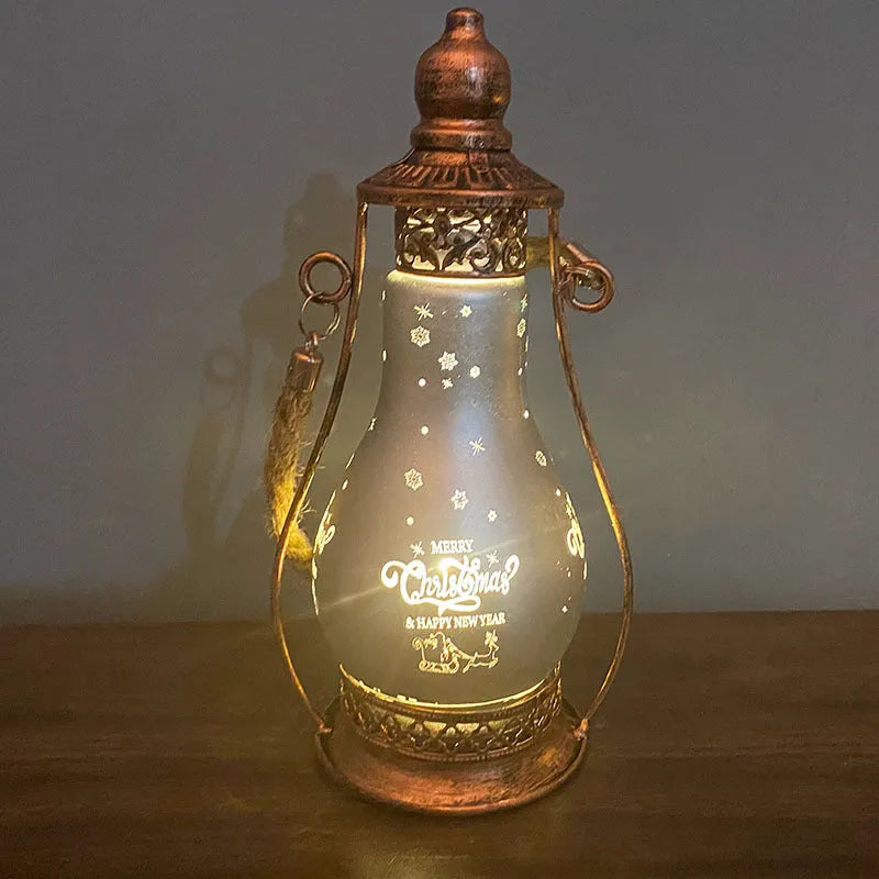 New Chinese style glass LED oil lamp decorative light in red, shown as a hanging ornament.