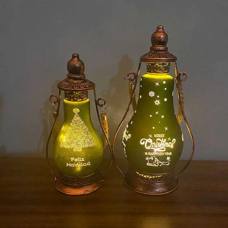 New Chinese style glass LED oil lamp decorative light in red, shown as a hanging ornament.