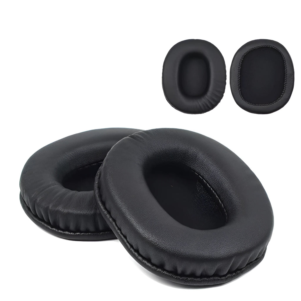 Two black PU leather headphone earmuff covers for Sony 1R model, shown as a pair.