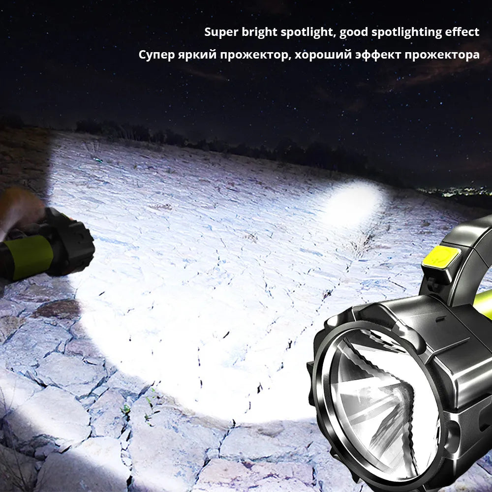 H771 portable handheld searchlight with shoulder strap, shown in an outdoor setting.
