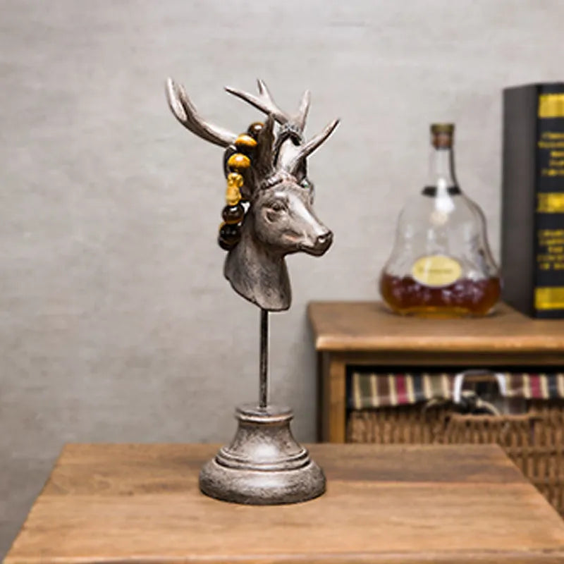 Natural resin animal home decoration sculpture in black, white, or wood colour finish