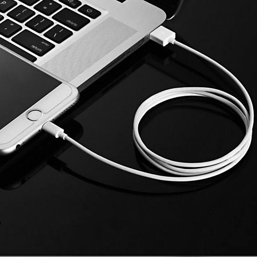 White 5V 2A USB travel charger for iPhone and iPad with optional charging cables