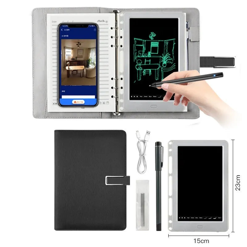 85-inch electronic writing pad with Bluetooth, smart pen, and USB cable in stitching appearance design