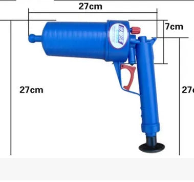 Plastic high-pressure air power drain blaster gun with four different size suckers for pipe unblocking