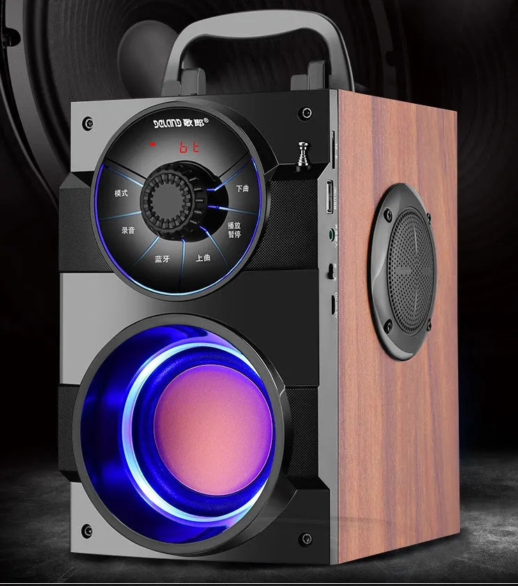Portable mini home audio system with subwoofer, main unit, satellite boxes, and 1.2-metre connection cable