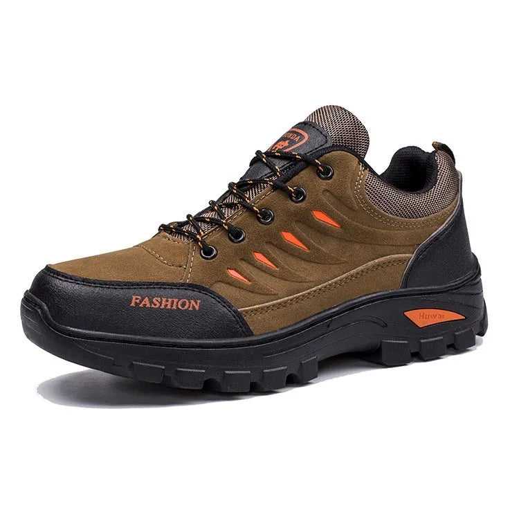 Men's mid-top hiking sneakers with suede upper, rubber sole, and front lace-up design in multiple colour options