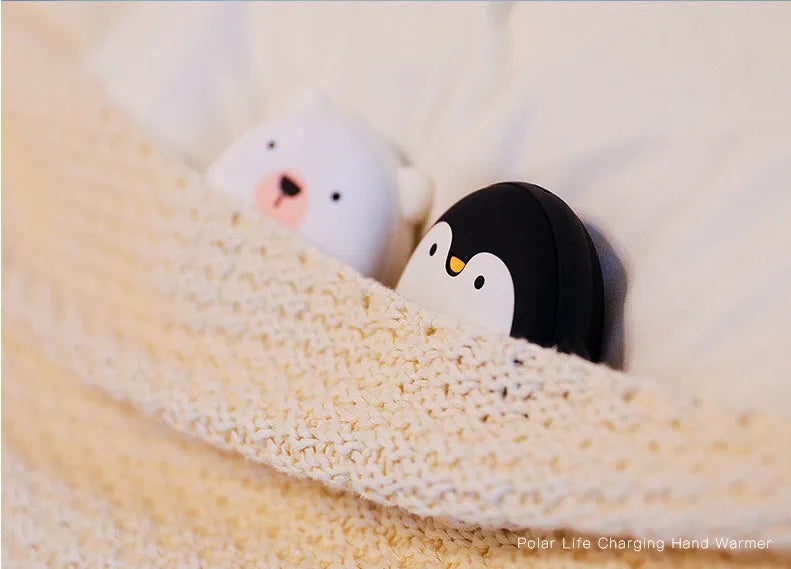 Cartoon penguin polar bear design USB rechargeable hand warmer with power bank function