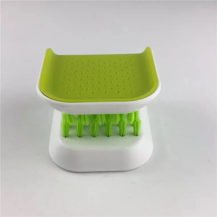 Blue U-shaped ABS plastic knife and cutlery cleaner brush for kitchen washing