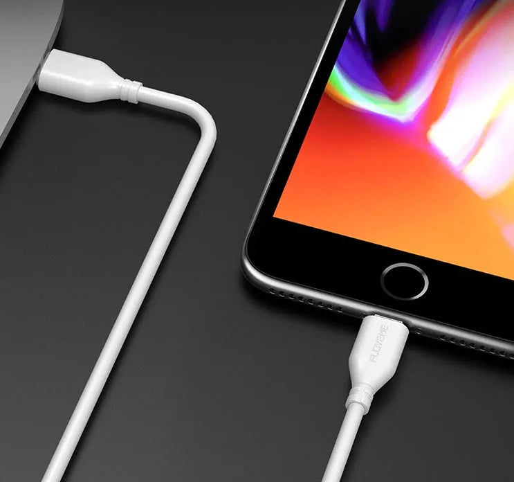 White braided nylon USB-C to Lightning charging cable with MFi certification, 6 feet long.