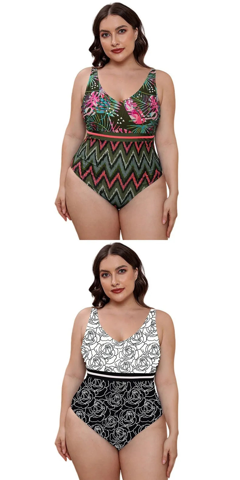 Women's striped printed vest design one-piece swimsuit with spaghetti straps on hanger