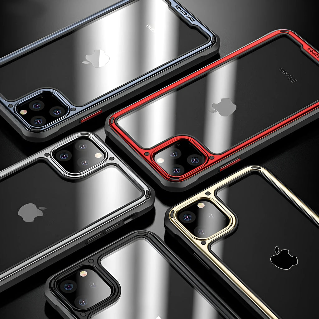 Transparent silicone iPhone 11 case showing phone's original colour through clear back