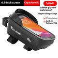 EVA bicycle touch screen saddle bag in black, 1.6 litre capacity, showing upper phone compartment