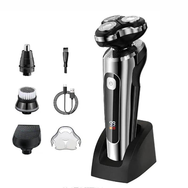 USB rechargeable beard trimmer with digital display and washable cutting head