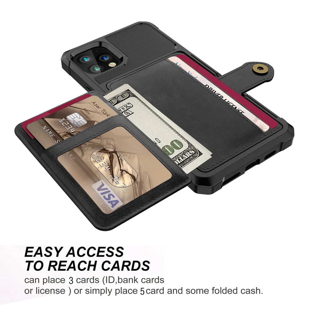 Imitation leather card wallet holder iPhone case in solid colour back cover design