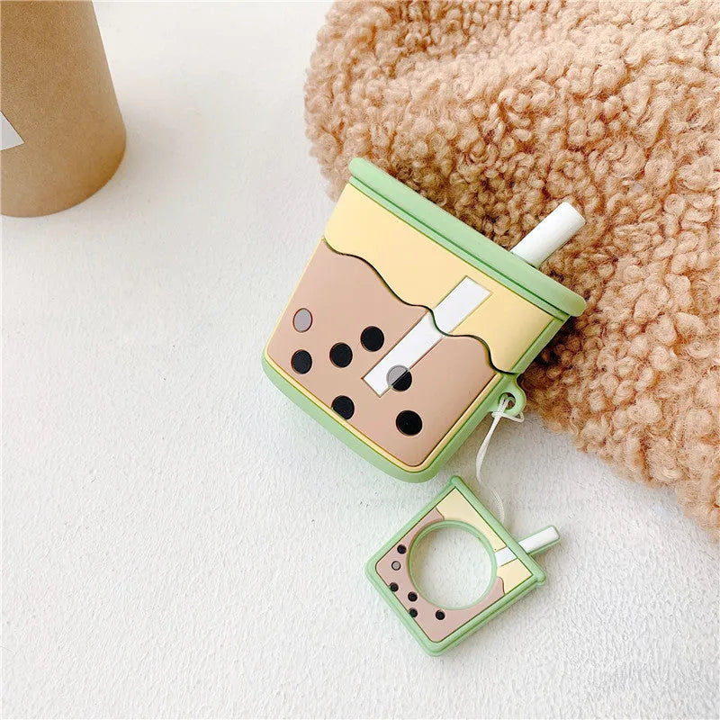 Pink, green, orange and purple silicone protective covers for Apple AirPods second generation wireless headset cases.