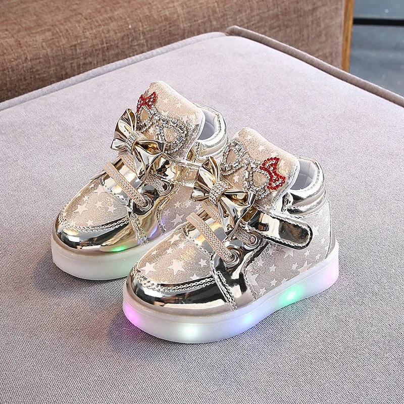 Children's shoes with star sequins, Velcro fastening, non-slip rubber sole, available in gold, pink, silver