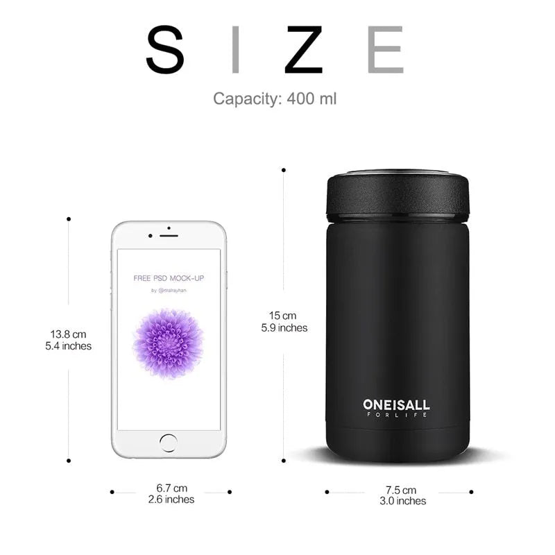 ONE IS ALL 400ml insulated cup 304 stainless steel vacuum flask black silver blue gold