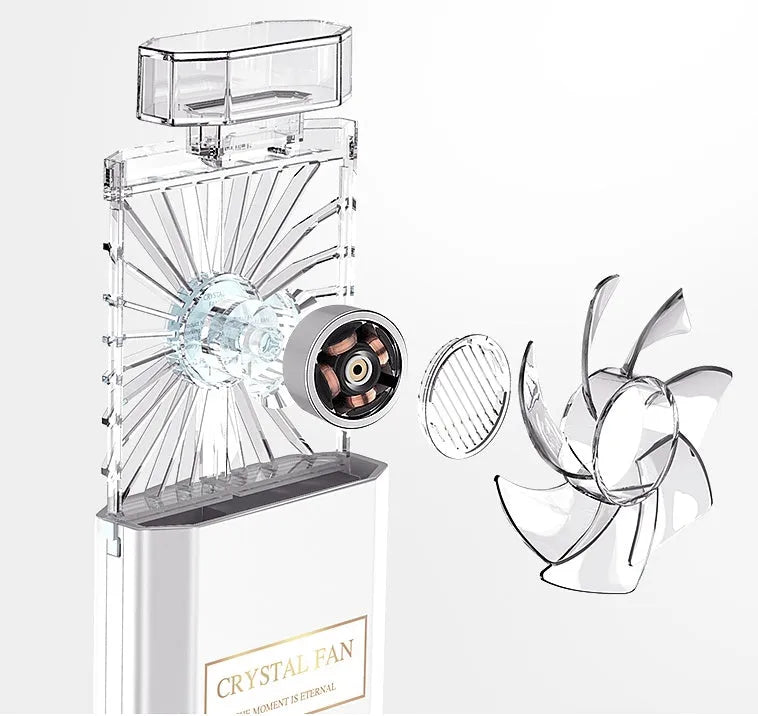 Pink USB rechargeable perfume fan with portable mist diffusion function