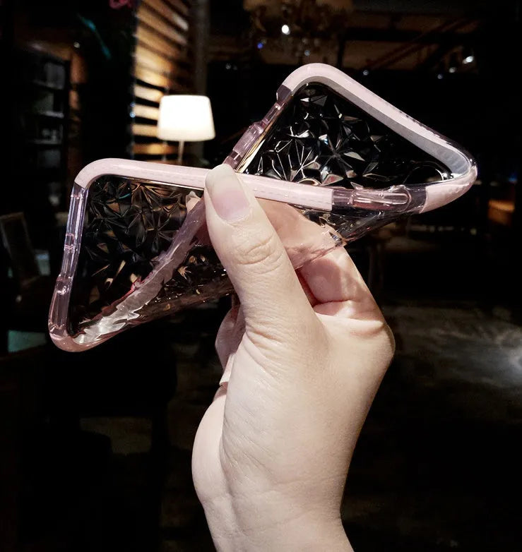 Simple striped TPU phone case for iPhone in black, pink, and white colour options.