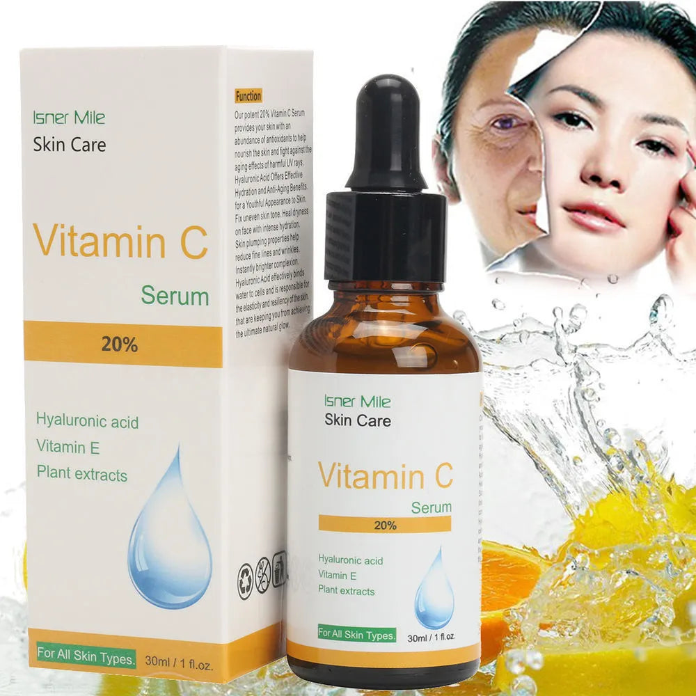 30ml bottle of vitamin C undiluted skin brightening and pore minimising serum essence.