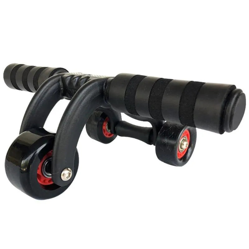 Three-wheel abdominal wheel with brake plate and foam handle for home fitness