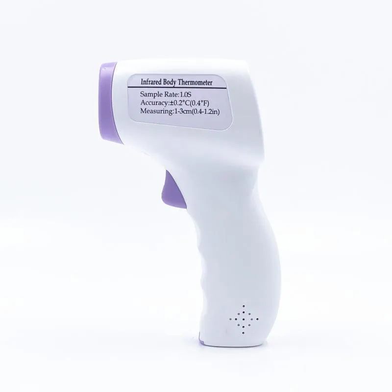 White digital thermometer with non-contact infrared temperature measurement and one-button operation