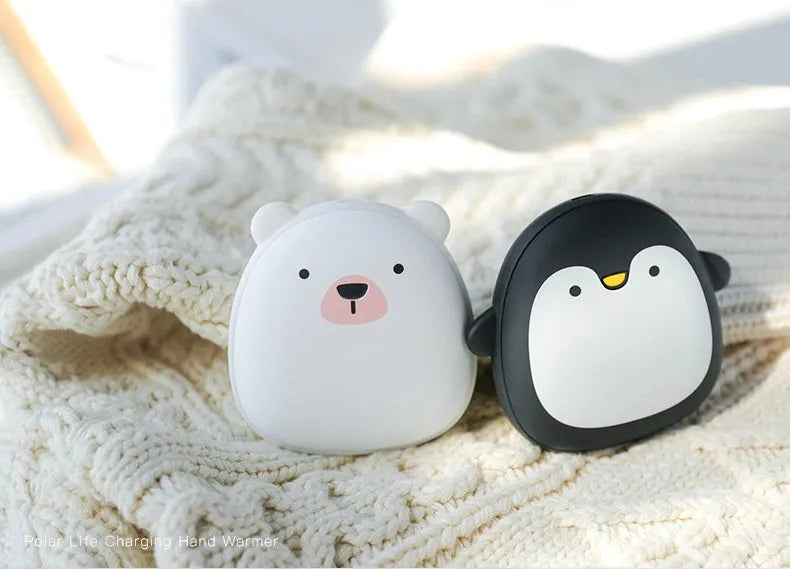 Cartoon penguin polar bear design USB rechargeable hand warmer with power bank function