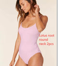 Women's backless triangle bikini set in solid colour with two matching pieces