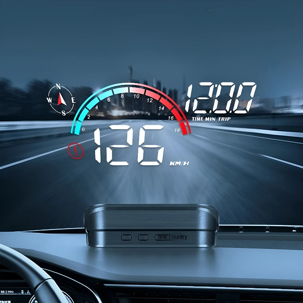 Black head-up display car GPS speed compass projector with USB cable for universal vehicle installation