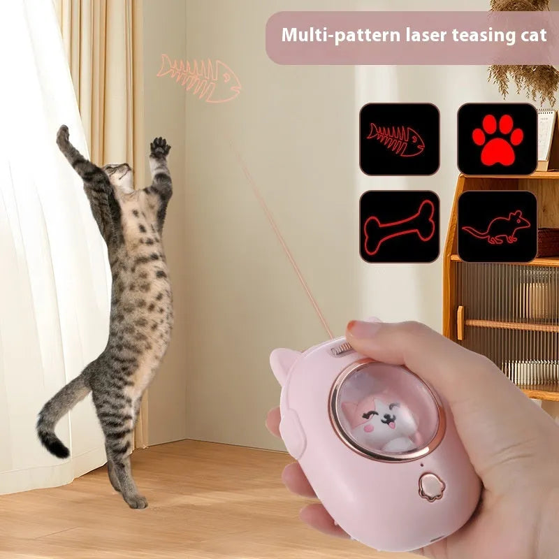 Pink and yellow pet grooming comb with integrated laser toy for cats and dogs