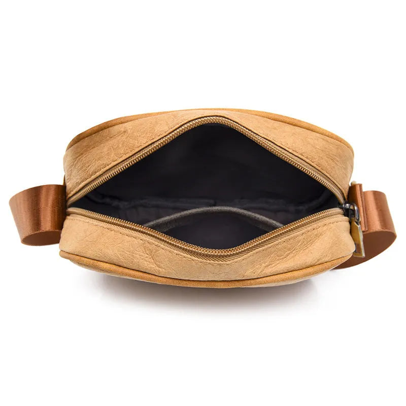 Men's retro style crossbody bag in waterproof paper material with polyester lining