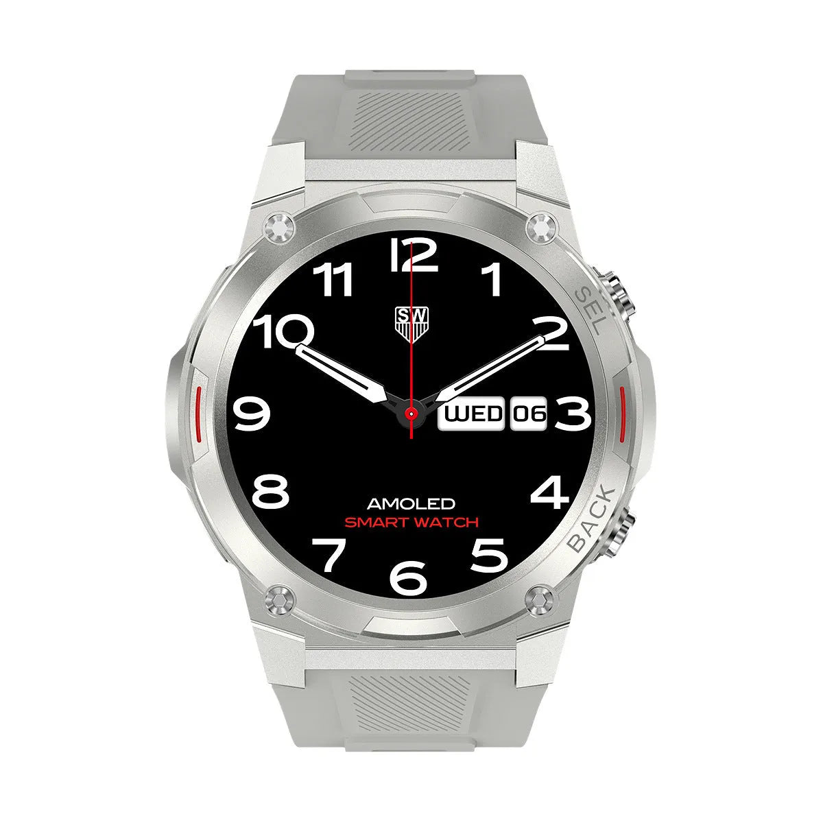 Anti-fall IP68 waterproof NFC smart watch with 143-inch AMOLED screen in black showing health metrics
