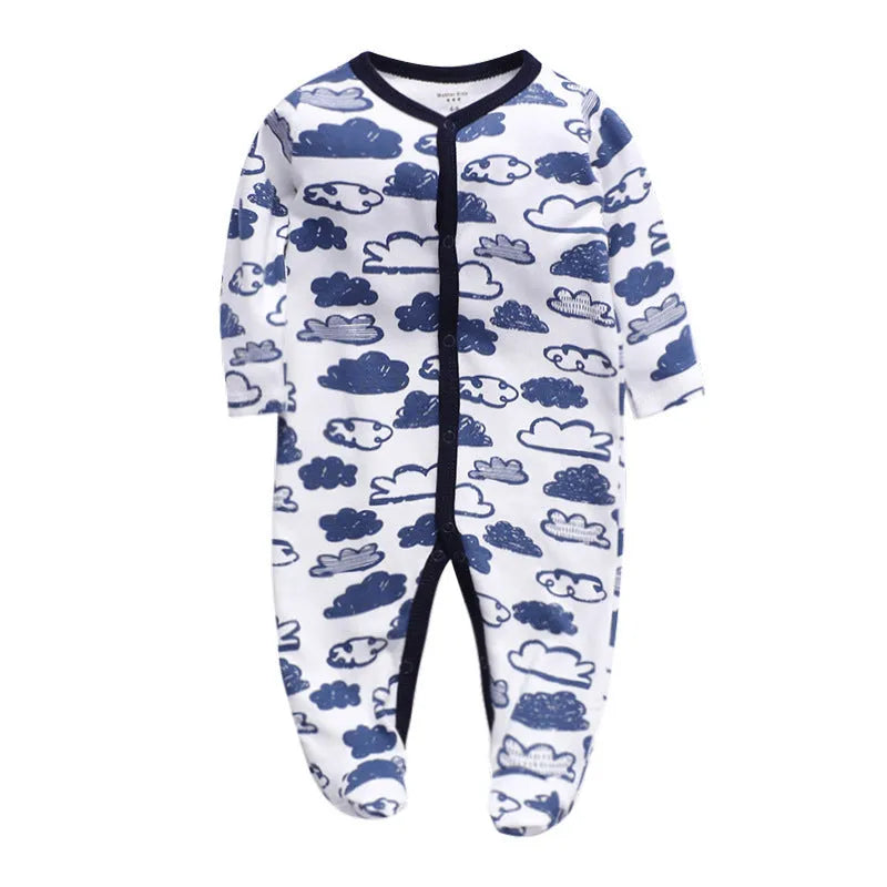 Cotton baby one-piece clothes in a dinosaur print design for infants aged 3 to 12 months