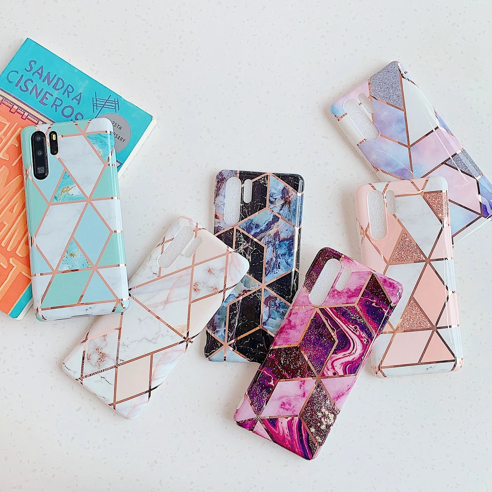 Electroplated marble pattern mobile phone case for Huawei and Samsung smartphones in various colours